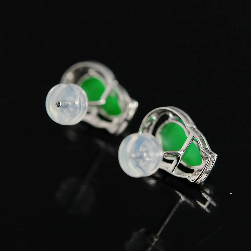 Natural Jade Earrings Jadeite Gold Earrings EG10