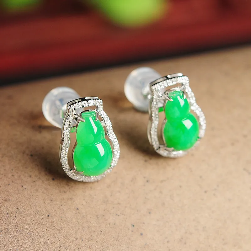 Natural Jade Earrings Jadeite Gold Earrings EG10