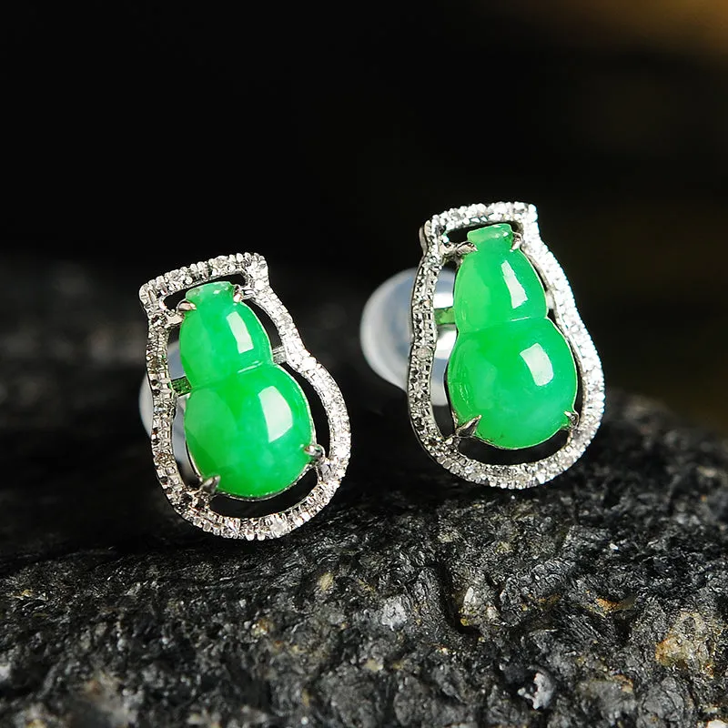 Natural Jade Earrings Jadeite Gold Earrings EG10