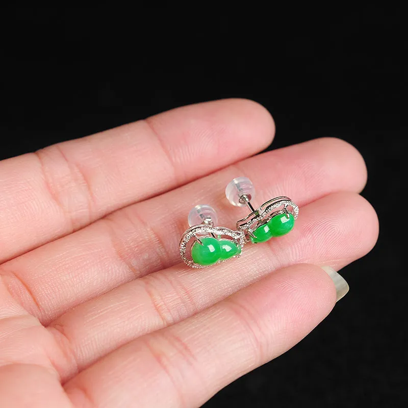 Natural Jade Earrings Jadeite Gold Earrings EG10