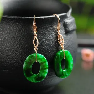 Natural Jade Earrings Jadeite Gold Earrings EG22