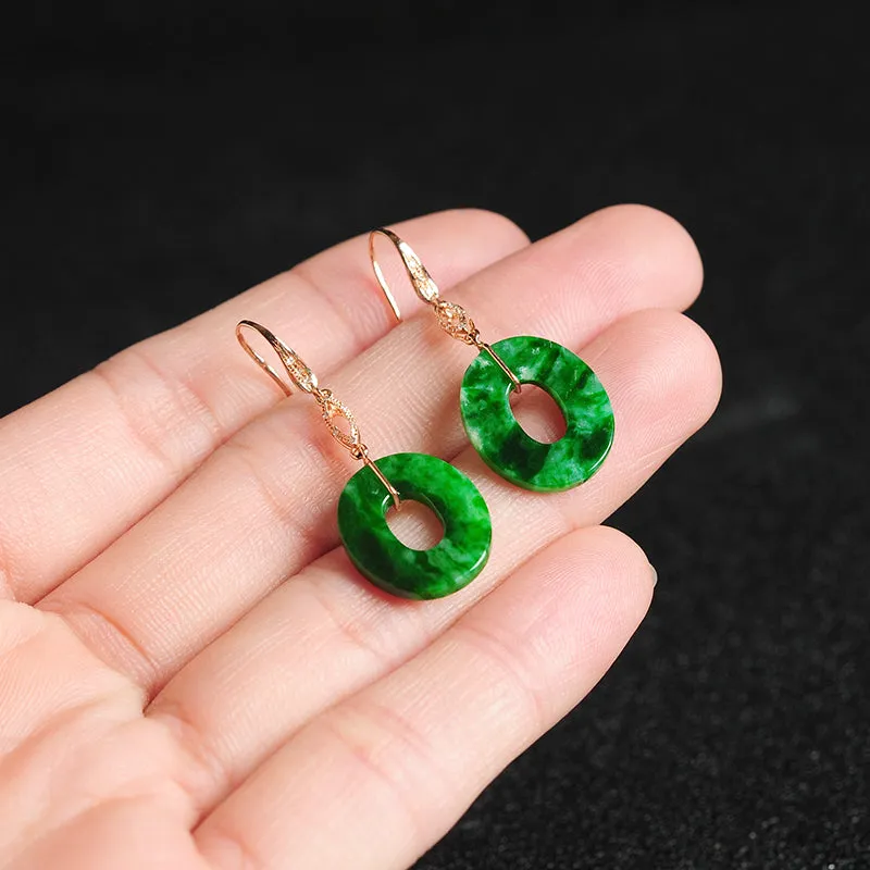 Natural Jade Earrings Jadeite Gold Earrings EG22