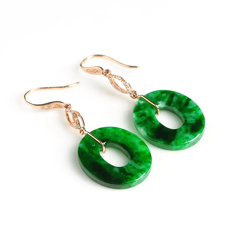 Natural Jade Earrings Jadeite Gold Earrings EG22