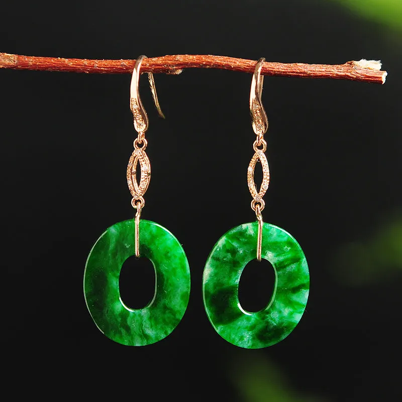 Natural Jade Earrings Jadeite Gold Earrings EG22
