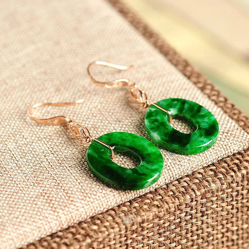 Natural Jade Earrings Jadeite Gold Earrings EG22