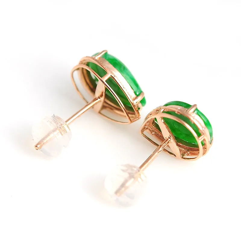 Natural Jade Earrings Jadeite Gold Earrings EG24