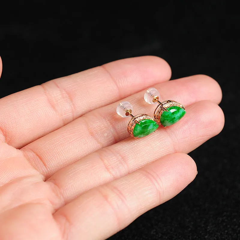 Natural Jade Earrings Jadeite Gold Earrings EG24