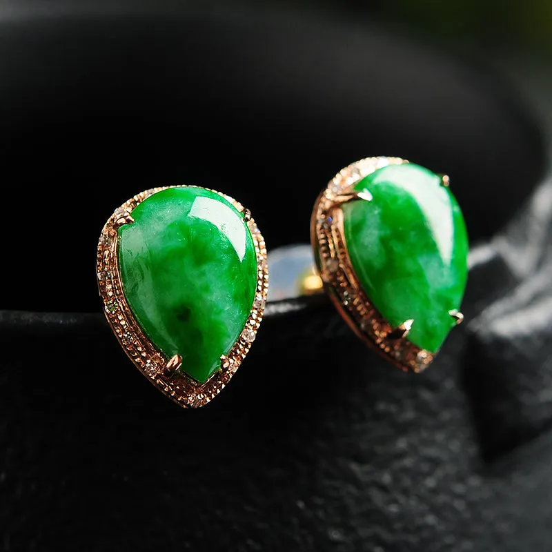 Natural Jade Earrings Jadeite Gold Earrings EG24