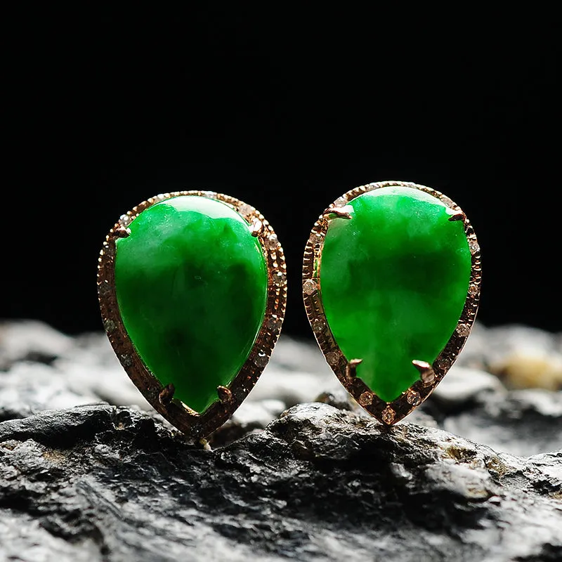Natural Jade Earrings Jadeite Gold Earrings EG24