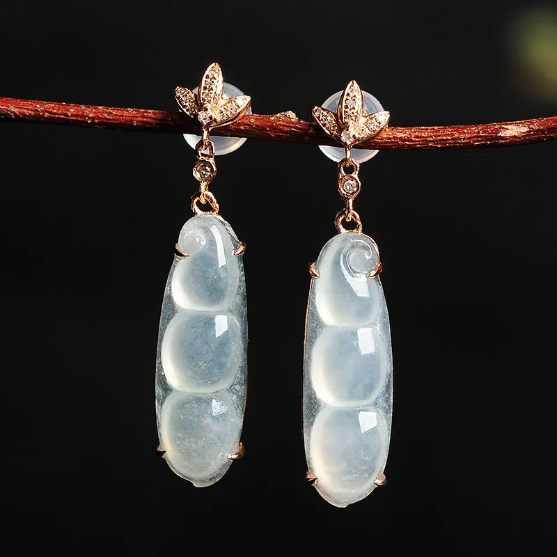 Natural Jade Earrings Jadeite Gold Earrings EG26