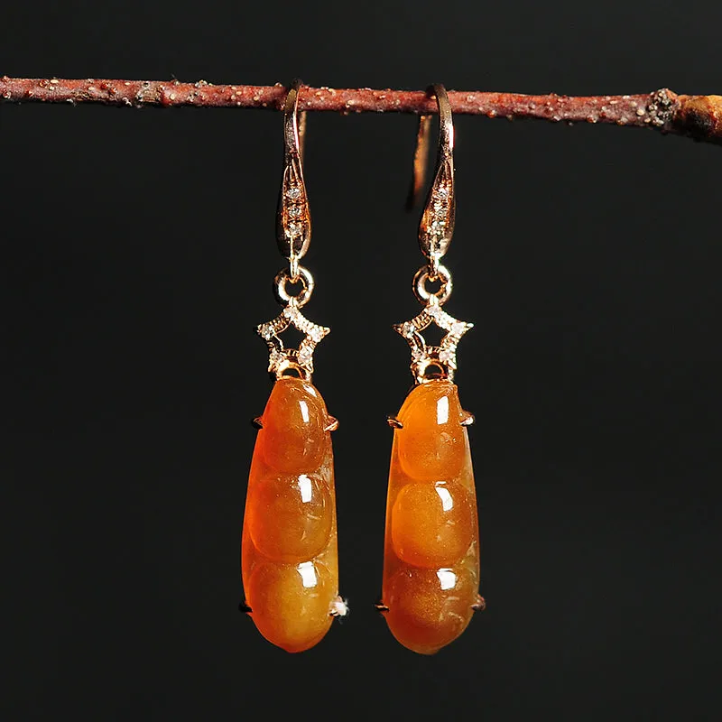 Natural Jade Earrings Jadeite Gold Earrings EG36