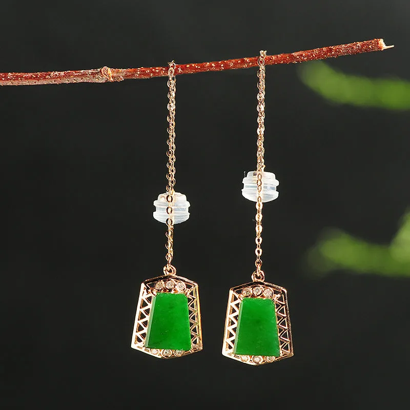 Natural Jade Earrings Jadeite Gold Earrings EG4