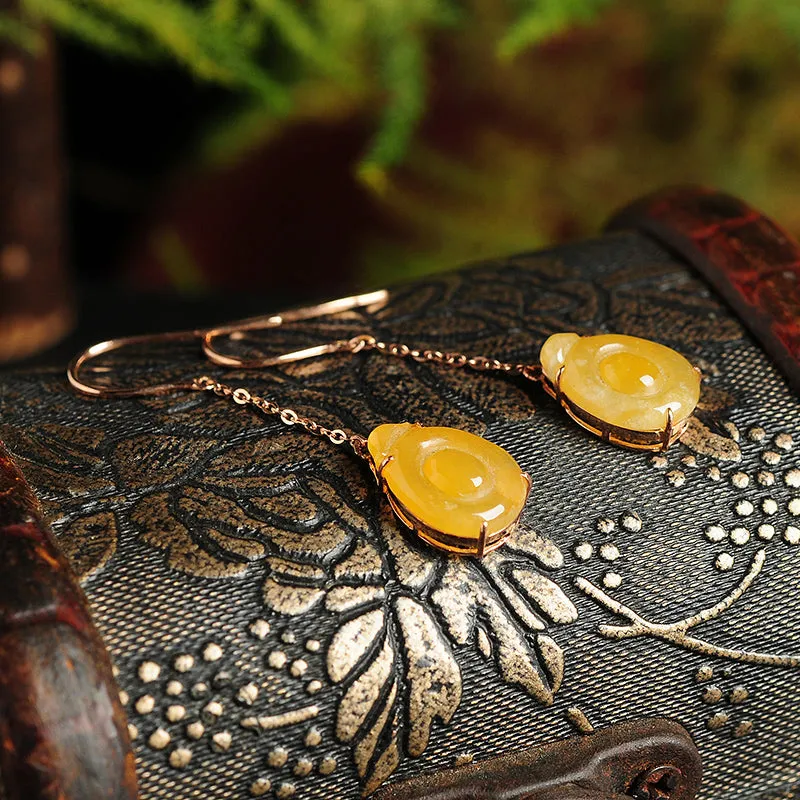 Natural Jade Earrings Jadeite Gold Earrings EG50