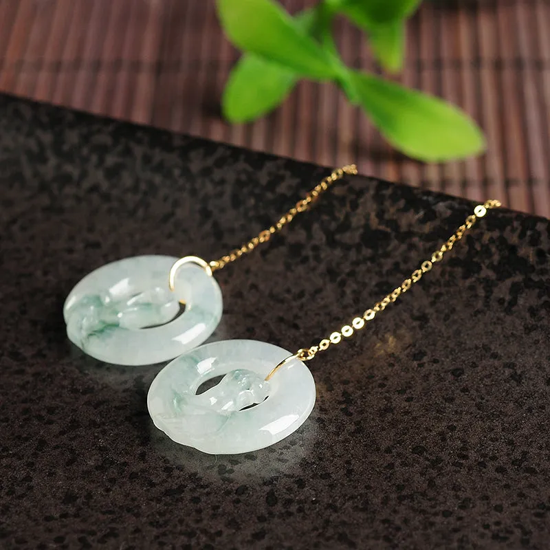 Natural Jade Earrings Jadeite Gold Earrings EG52