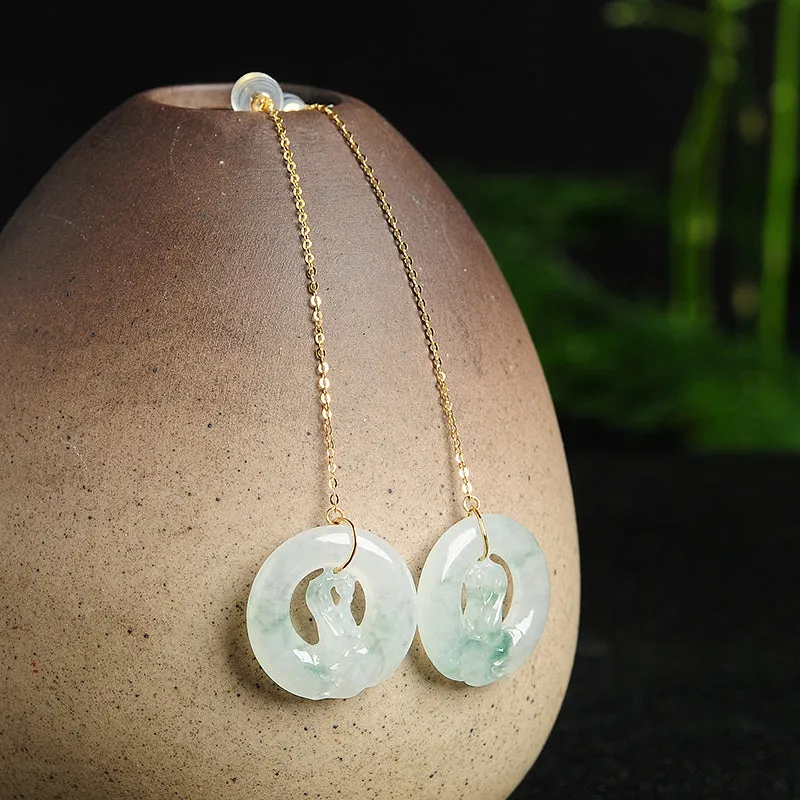 Natural Jade Earrings Jadeite Gold Earrings EG52