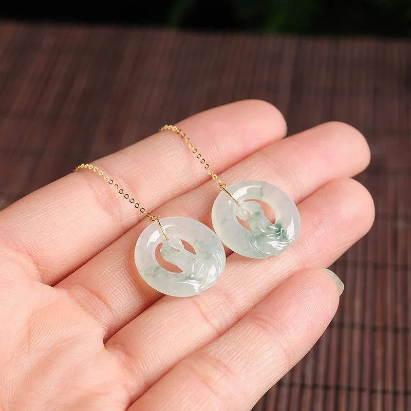 Natural Jade Earrings Jadeite Gold Earrings EG52