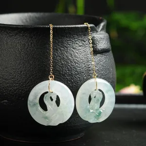 Natural Jade Earrings Jadeite Gold Earrings EG52