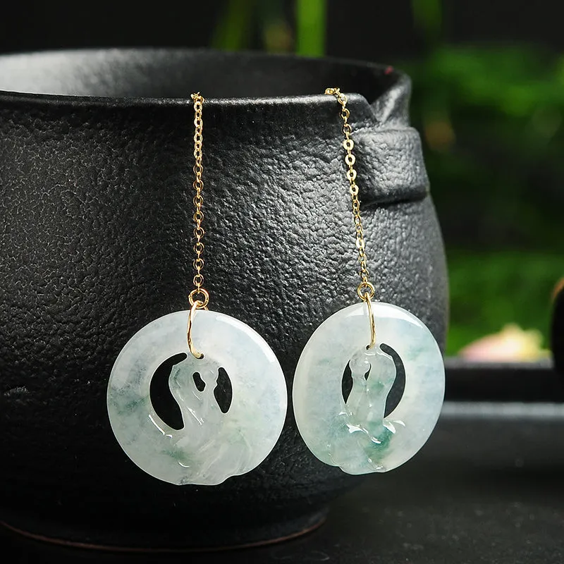 Natural Jade Earrings Jadeite Gold Earrings EG52