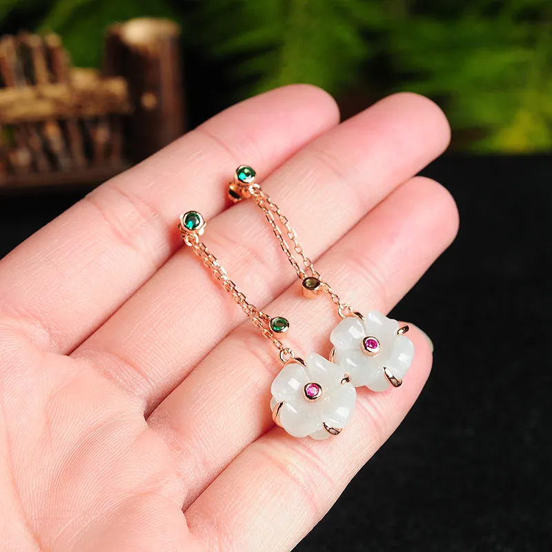 Natural Jade Earrings Jadeite Silver Earrings EG74