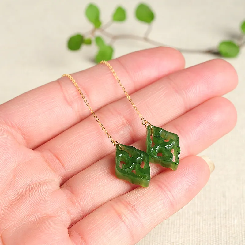 Natural Jade Earrings Nephrite Gold Earrings EG83