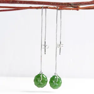 Natural Jade Earrings Nephrite Silver Earrings EG91