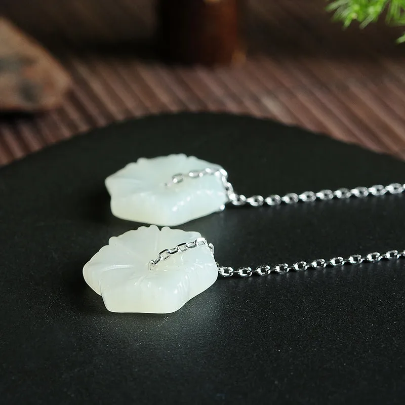 Natural Jade Earrings Nephrite Silver Earrings EG96