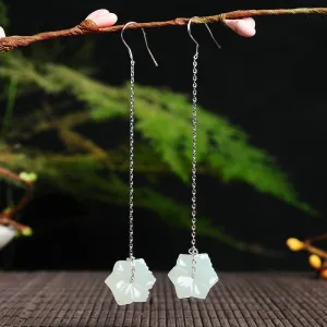 Natural Jade Earrings Nephrite Silver Earrings EG96