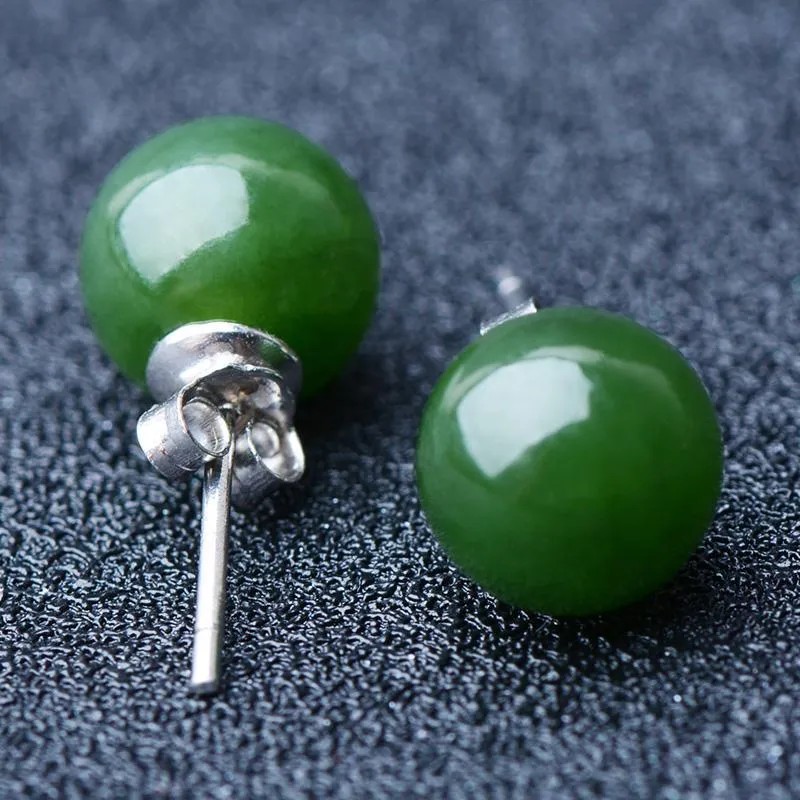 Natural Jade Earrings Nephrite Silver Earrings NE159