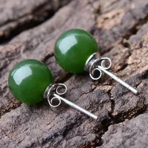 Natural Jade Earrings Nephrite Silver Earrings NE159