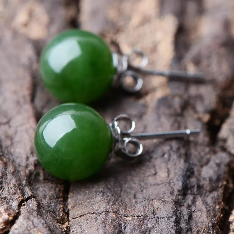 Natural Jade Earrings Nephrite Silver Earrings NE159