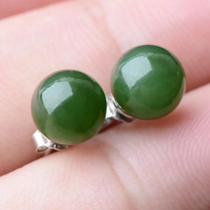 Natural Jade Earrings Nephrite Silver Earrings NE159