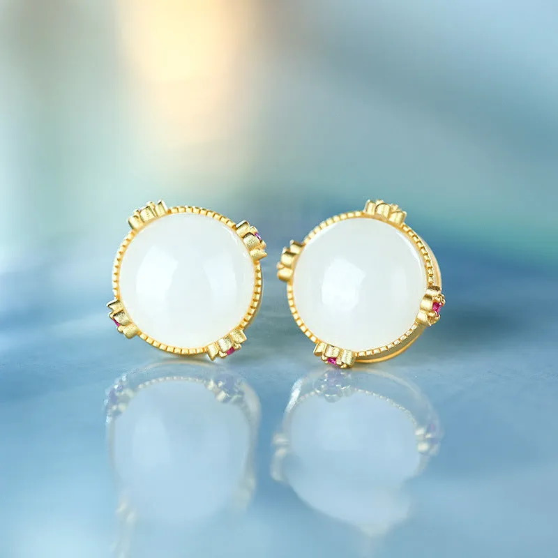 Natural Jade Earrings Nephrite Silver Earrings ZNE109