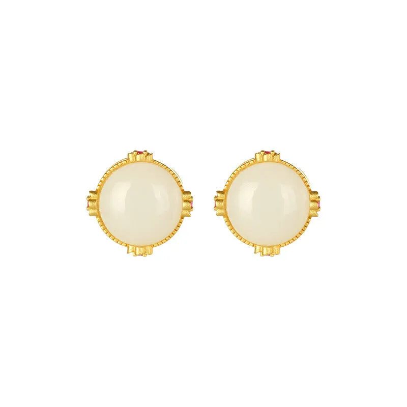 Natural Jade Earrings Nephrite Silver Earrings ZNE109