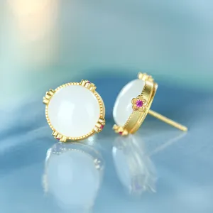 Natural Jade Earrings Nephrite Silver Earrings ZNE109