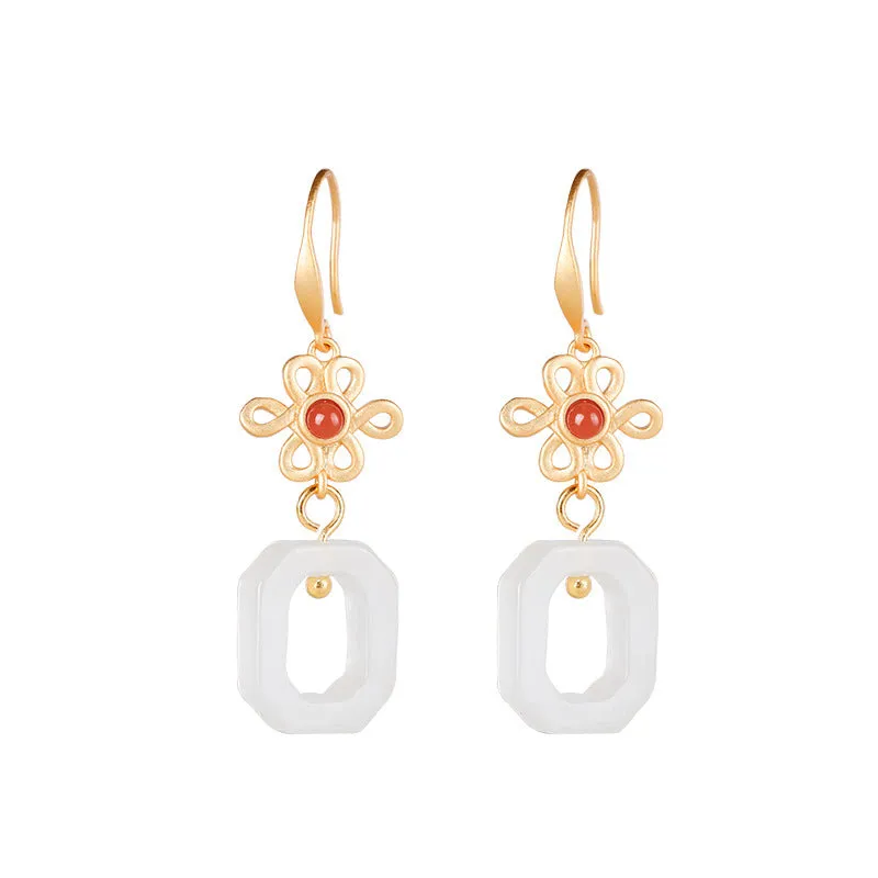 Natural Jade Earrings Nephrite Silver Earrings ZNE186