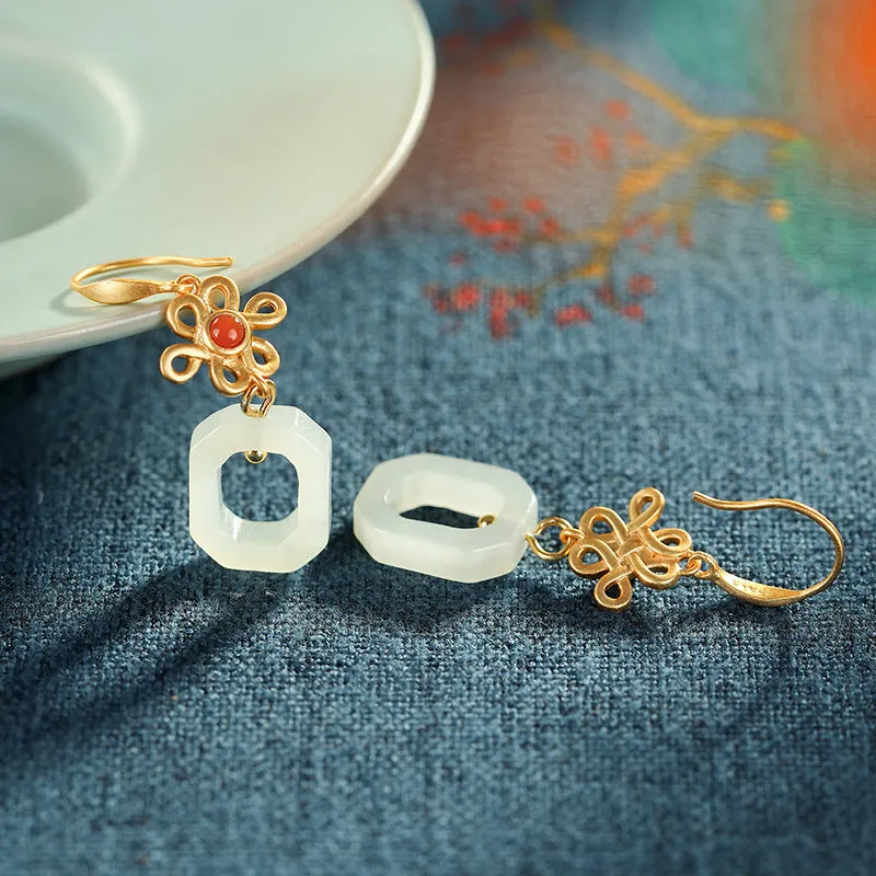 Natural Jade Earrings Nephrite Silver Earrings ZNE186