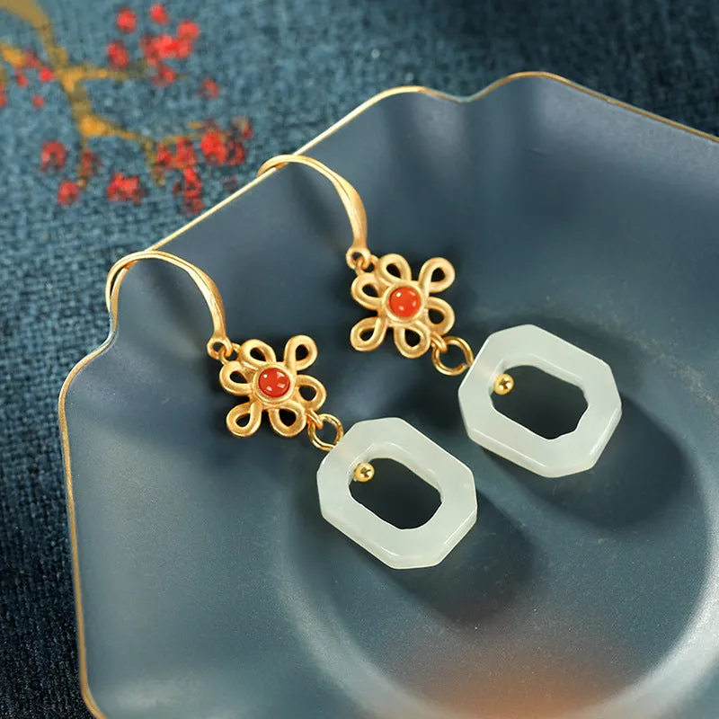 Natural Jade Earrings Nephrite Silver Earrings ZNE186