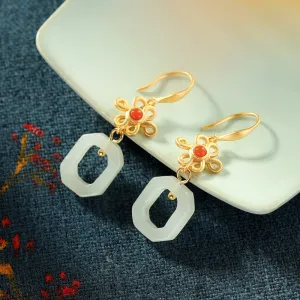 Natural Jade Earrings Nephrite Silver Earrings ZNE186
