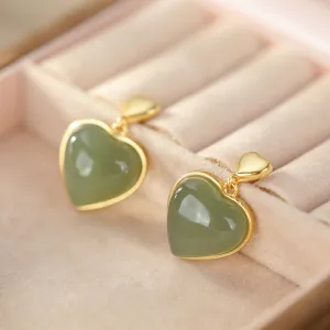 Natural Jade Earrings Nephrite Silver Earrings ZNE193