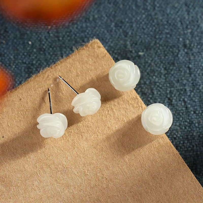 Natural Jade Earrings Nephrite Silver Earrings ZNE208