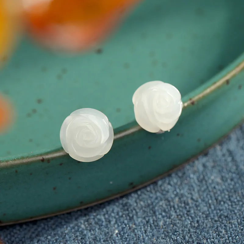 Natural Jade Earrings Nephrite Silver Earrings ZNE208