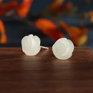 Natural Jade Earrings Nephrite Silver Earrings ZNE208
