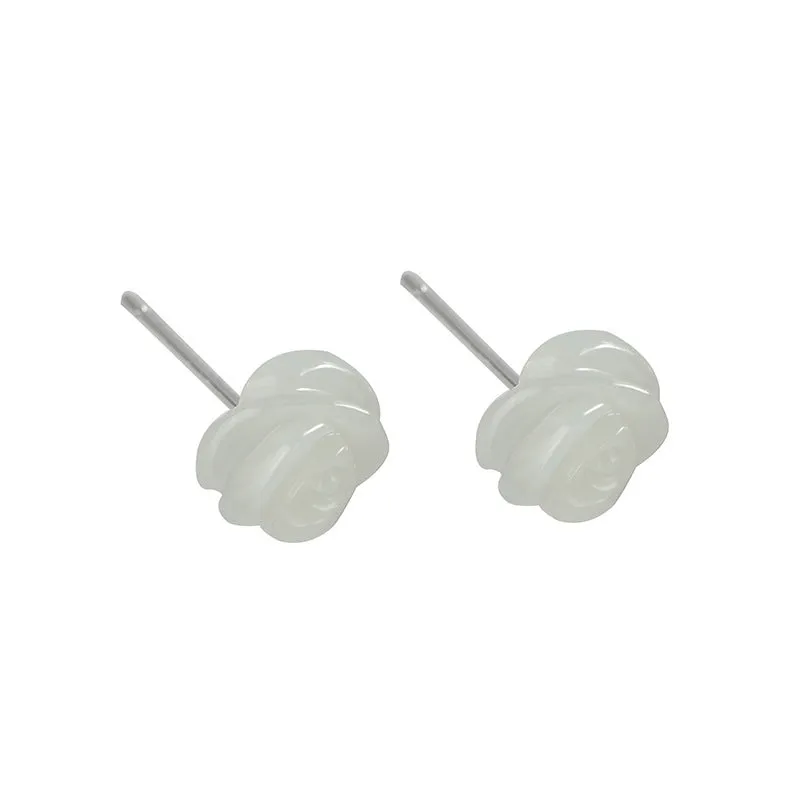 Natural Jade Earrings Nephrite Silver Earrings ZNE208