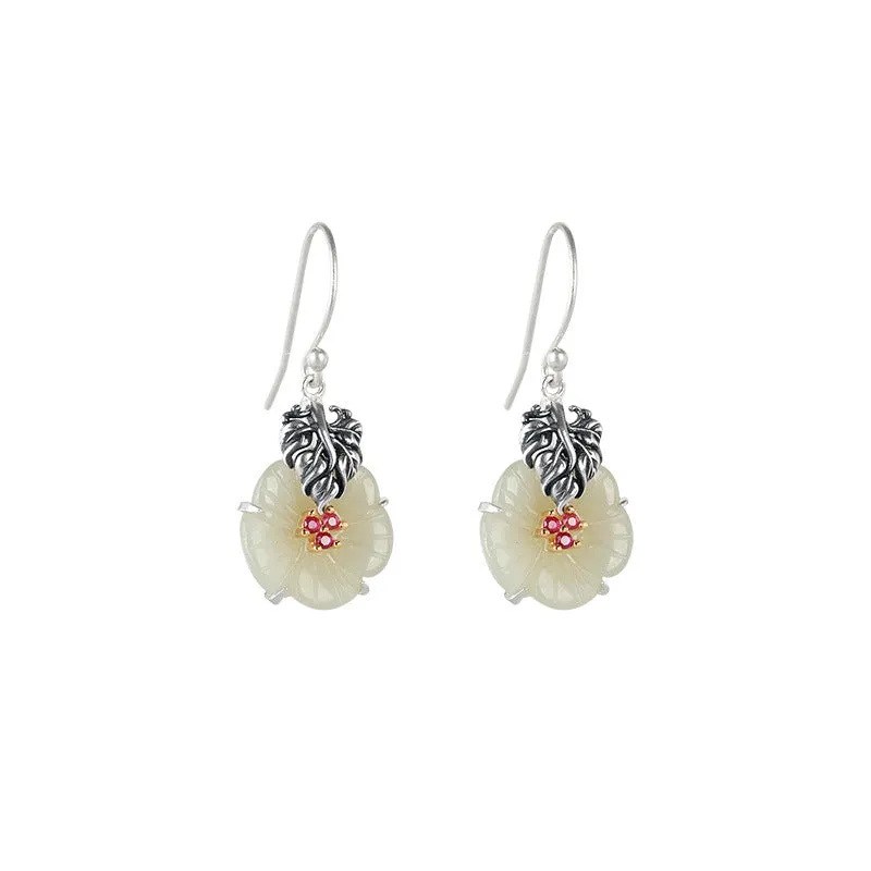 Natural Jade Earrings Nephrite Silver Earrings ZNE225