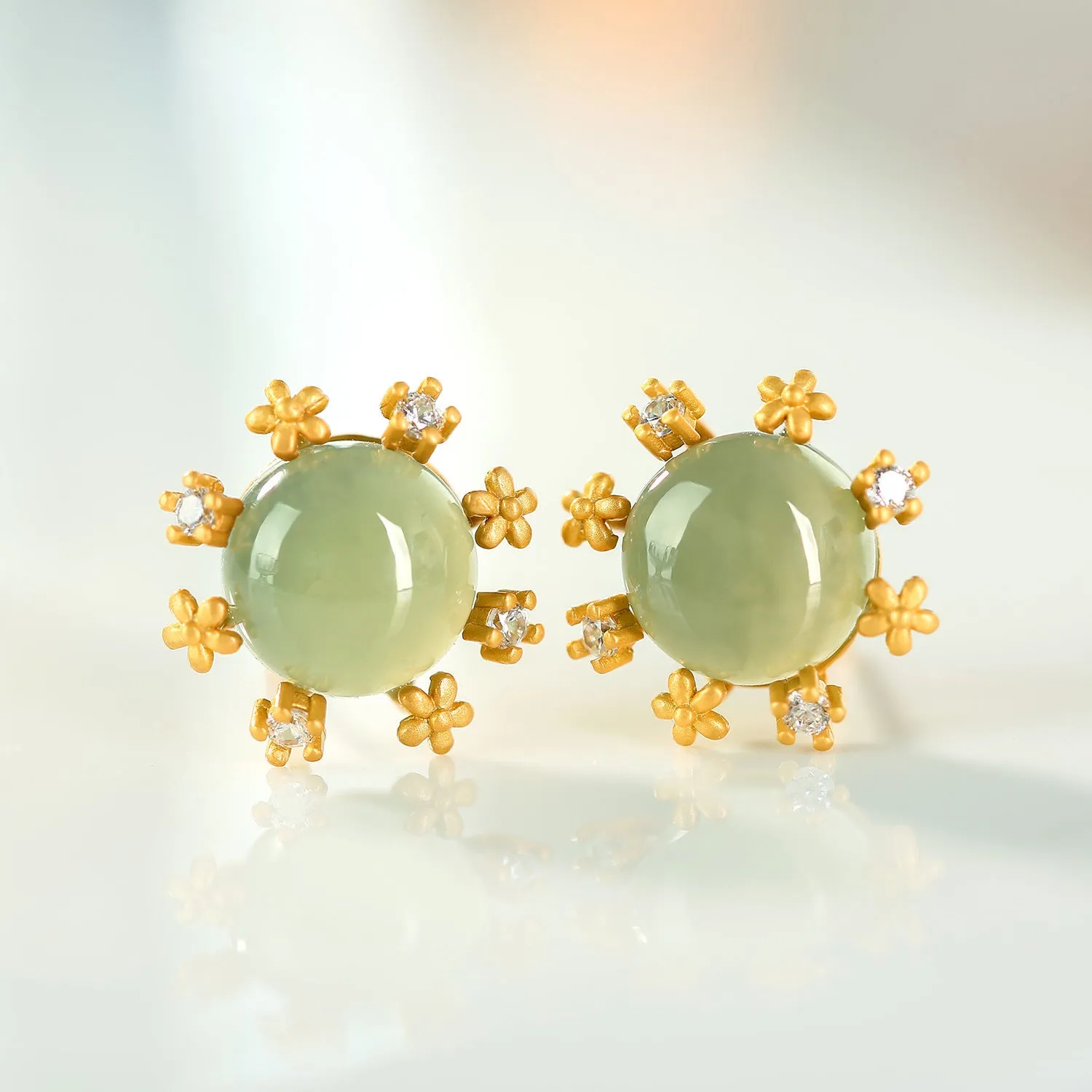 Natural Jade Earrings Nephrite Silver Earrings ZNE245
