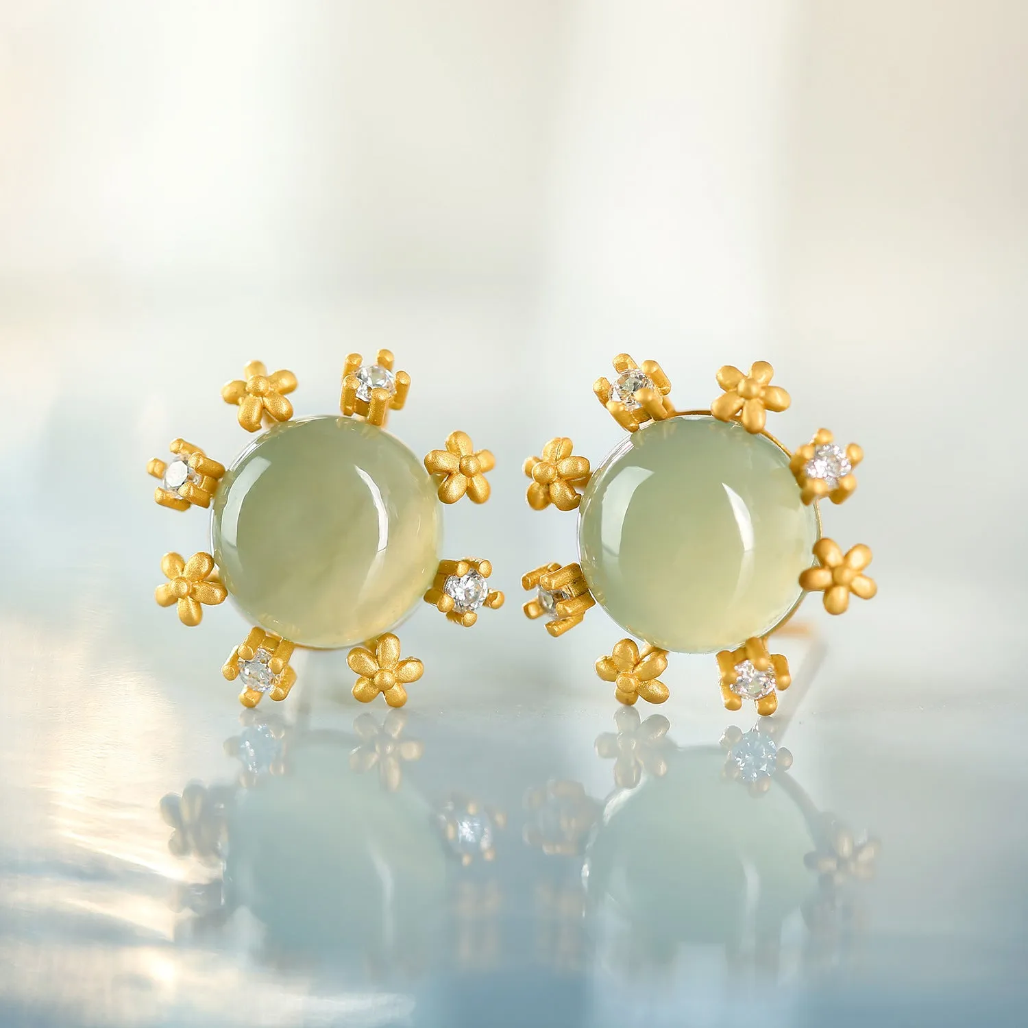 Natural Jade Earrings Nephrite Silver Earrings ZNE245
