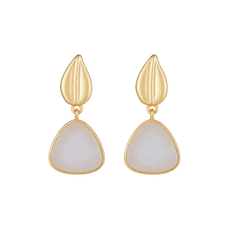 Natural Jade Earrings Nephrite Silver Earrings ZNE318