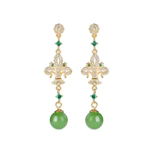 Natural Jade Earrings Nephrite Silver Earrings ZNE387