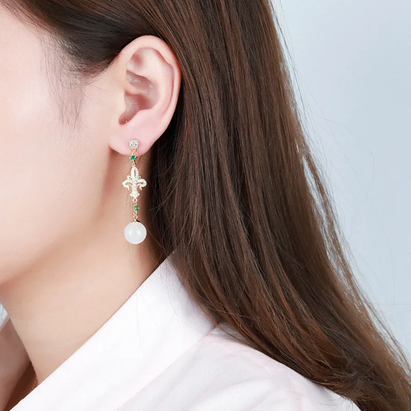 Natural Jade Earrings Nephrite Silver Earrings ZNE397