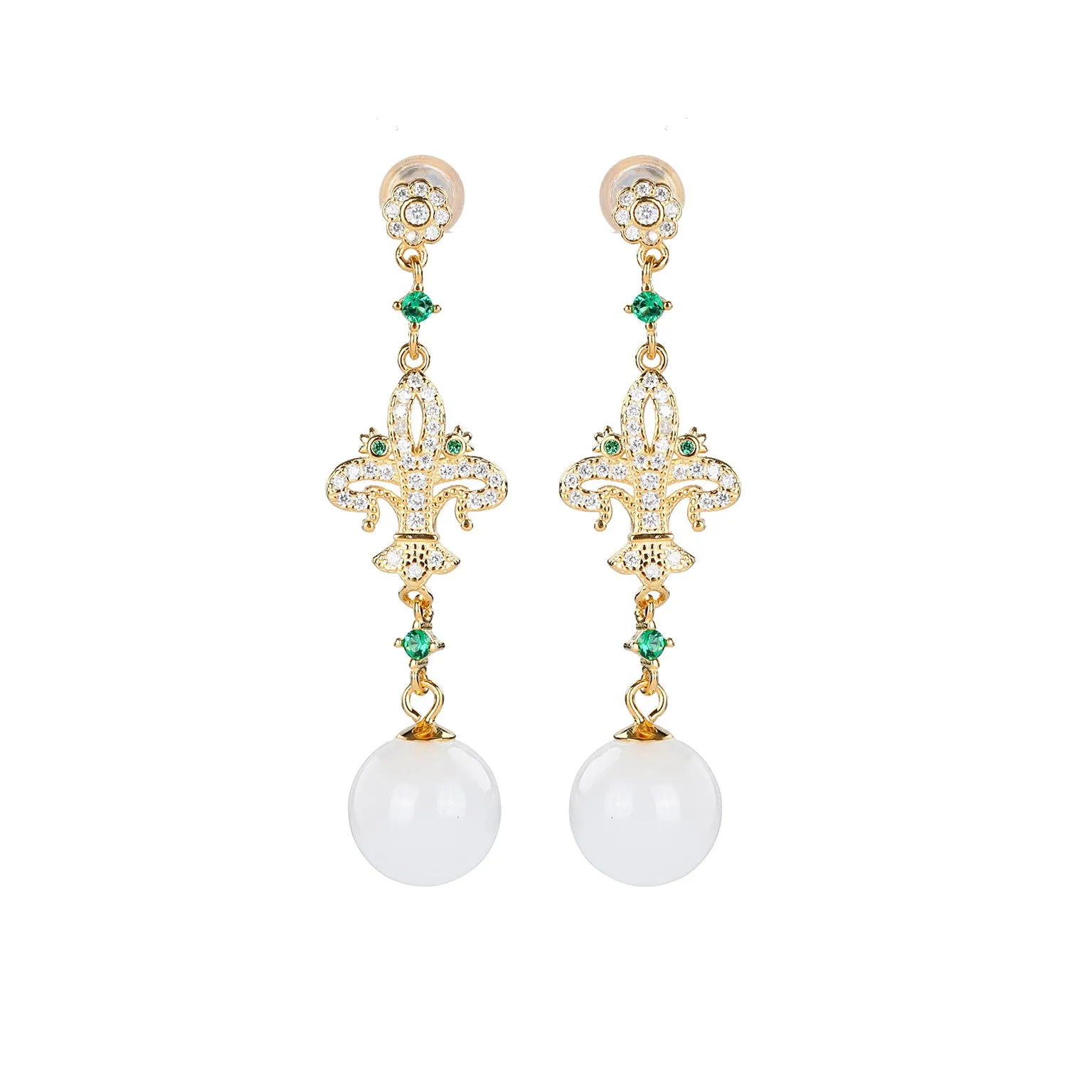 Natural Jade Earrings Nephrite Silver Earrings ZNE397